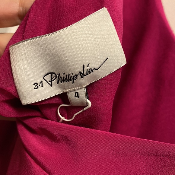 3.1 Phillip Lim Asymmetric 100% Silk Pink Top - Picture 5 of 10